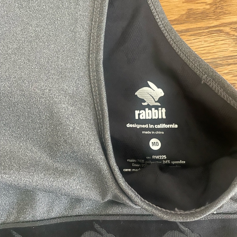 Rabbit Strappy Pocket Bra Gray  Bra with Black Accents Like new size Medium - Picture 3 of 4